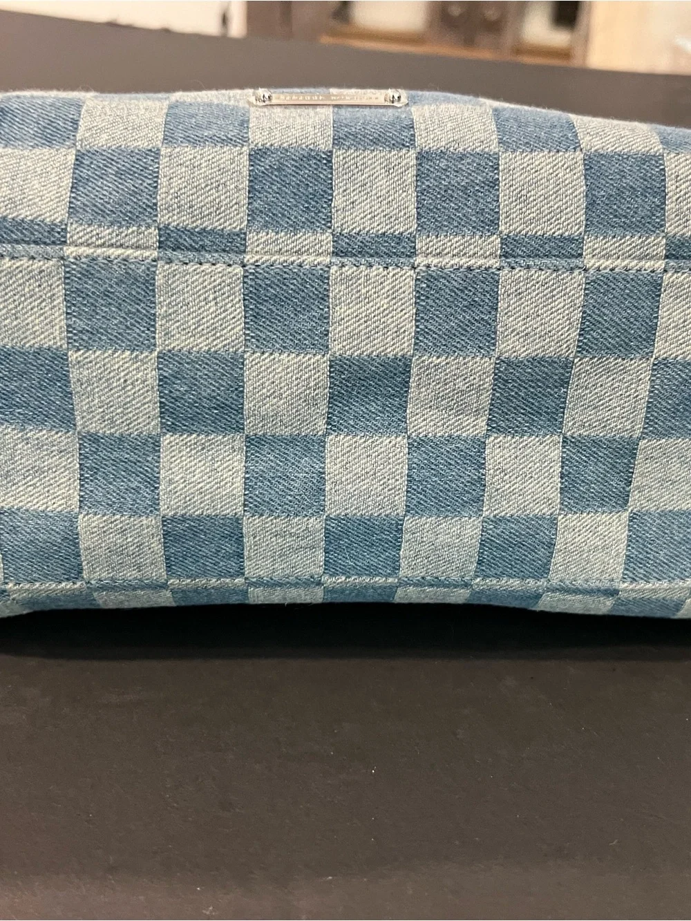 Rebecca Minkoff Light and Medium Blue Checker Denim Satchel - Picture 6 of 11